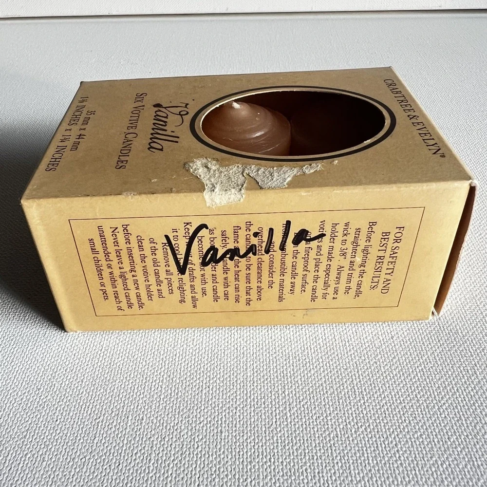 Crabtree & Evelyn Vintage 1994 Vanilla Votive Candles Set of 5 Made in USA 70357